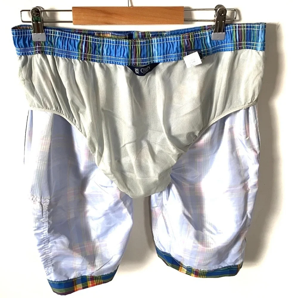 Mens Chaps Adriatic Plaid Swimming Shorts‎ Trunks, Size M